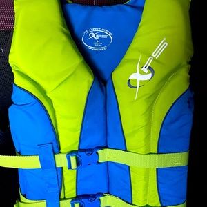 XPS Neoprene Life Jacket for Kids - Turquoise/Kiwi Green